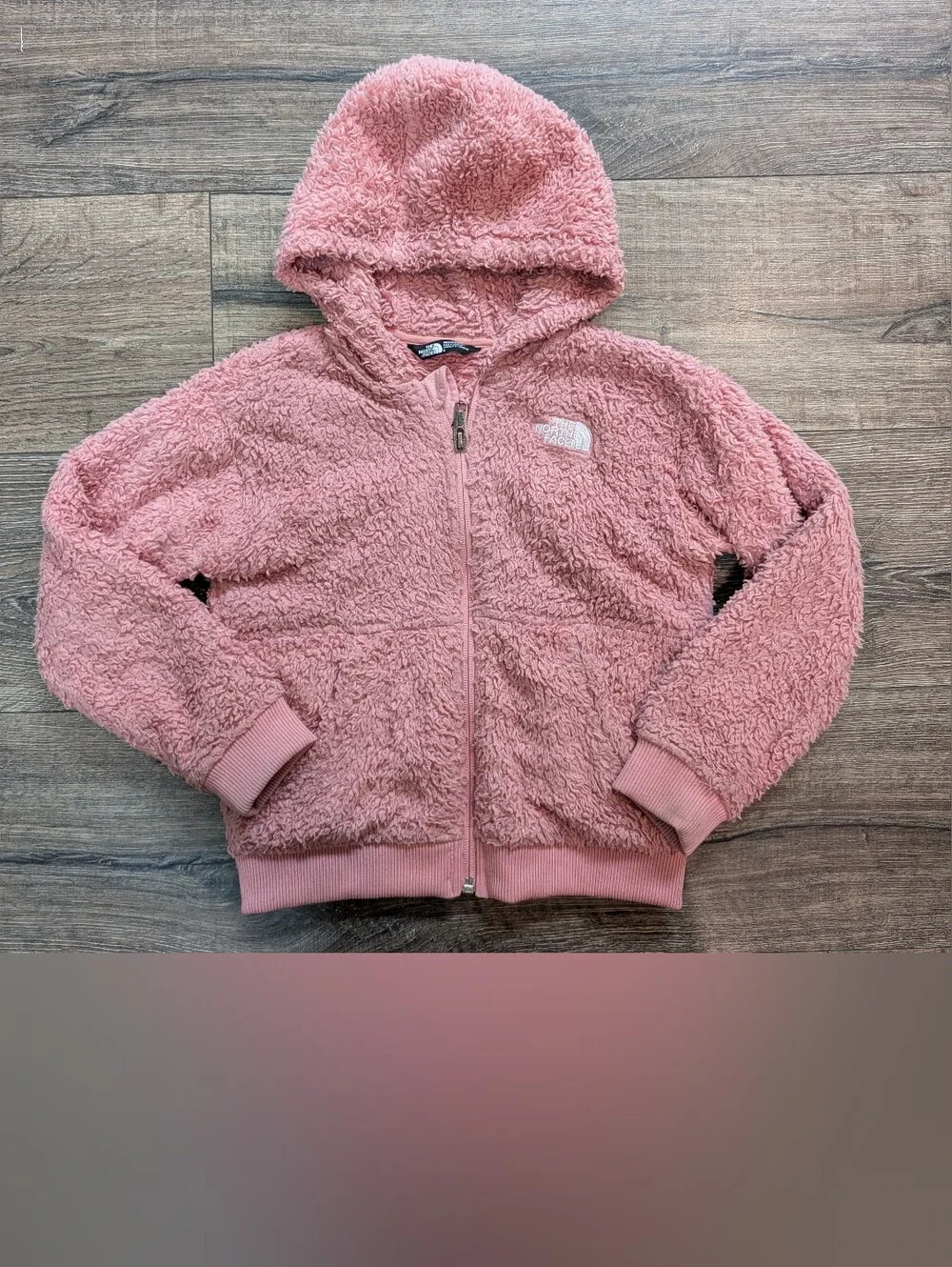 North Face Size 6 Campfire Fleece Hoodie Jacket Cozy Soft Dusty Rose Pink